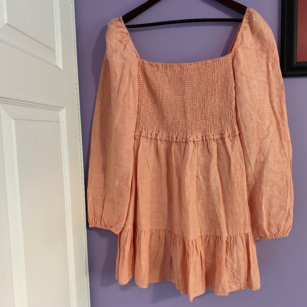 Aritzia / Wilfrid Linen Peach Dress M